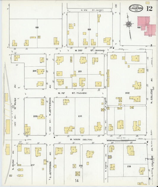 Sanborn Fire Insurance Map from Cameron, Milam County, Texas (1920), Sheet #0012 - Historic Sanborn Fire Insurance Map Print, vintage old map wall art, antique decor, genealogy gift, Texas Texas map