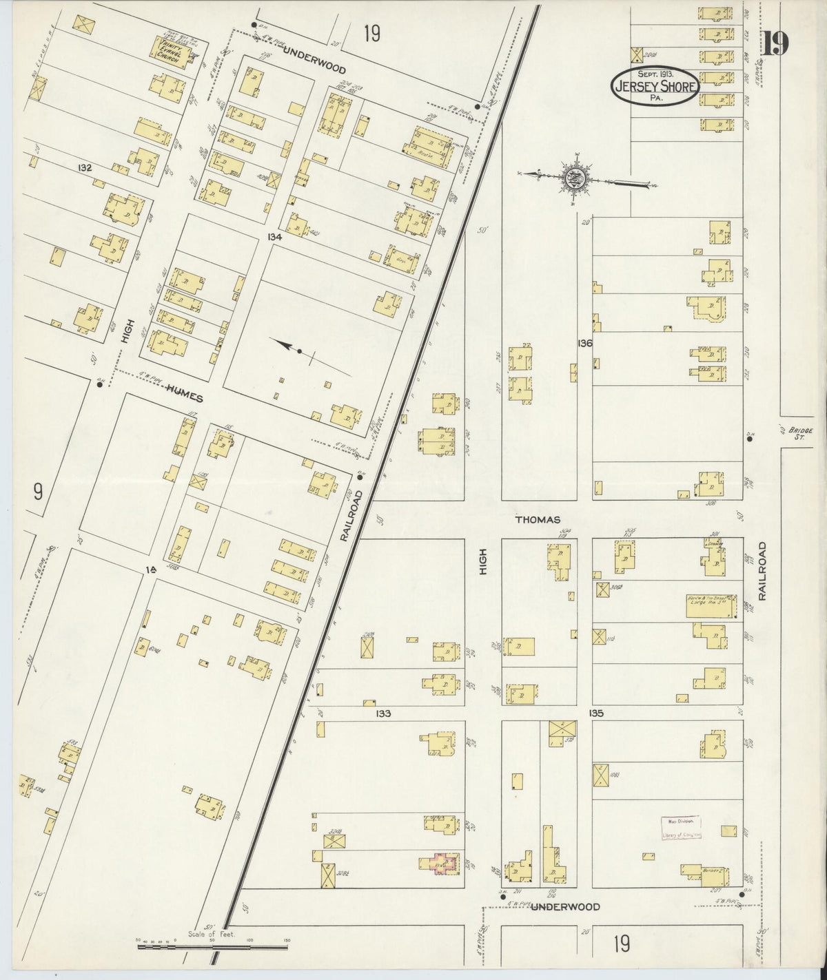 Sanborn Fire Insurance Map from Jersey Shore, Lycoming County, Pennsylvania (1913), Sheet #0019 - Complete Map Set gallery image, historic Sanborn map, vintage wall art, Pennsylvania Pennsylvania