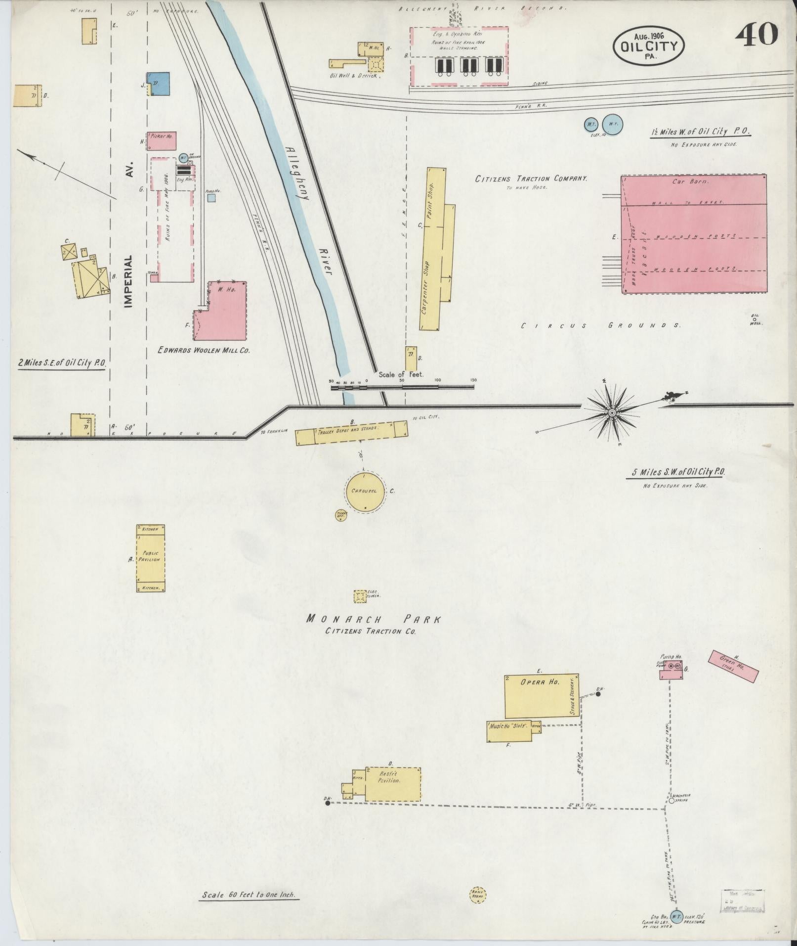 Sanborn Fire Insurance Map from Oil City, Venango County, Pennsylvania (1906), Sheet #0040 - Complete Map Set gallery image, historic Sanborn map, vintage wall art, Pennsylvania Pennsylvania