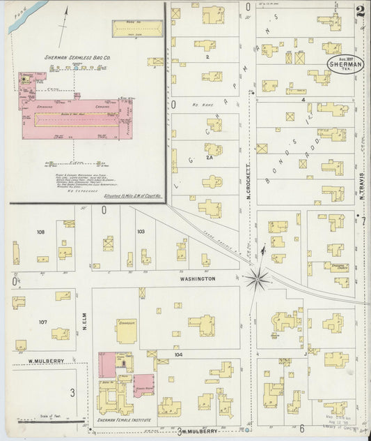 Sanborn Fire Insurance Map from Sherman, Grayson County, Texas (1897), Sheet #0002 - Historic Sanborn Fire Insurance Map Print, vintage old map wall art, antique decor, genealogy gift, Texas Texas map