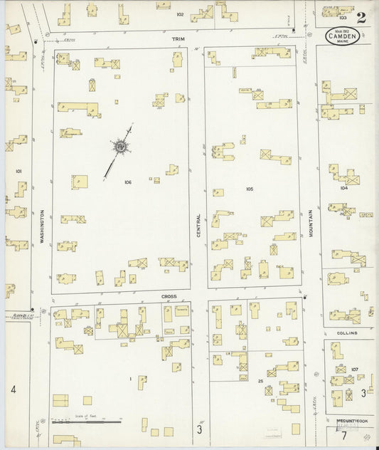 Sanborn Fire Insurance Map from Camden, Knox County, Maine (1912), Sheet #0002 - Historic Sanborn Fire Insurance Map Print, vintage old map wall art, antique decor, genealogy gift, Maine Maine map