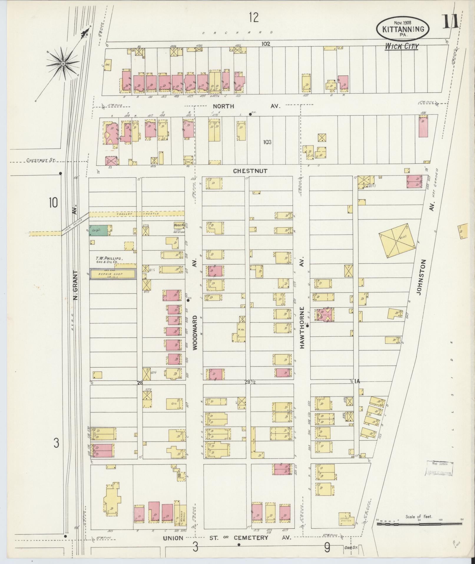 Sanborn Fire Insurance Map from Kittanning, Armstrong County, Pennsylvania (1909), Sheet #0011 - Complete Map Set gallery image, historic Sanborn map, vintage wall art, Pennsylvania Pennsylvania
