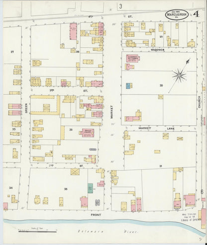 Sanborn Fire Insurance Map from Marcus Hook, Chester County, Pennsylvania (1905), Sheet #0004 - Historic Sanborn Fire Insurance Map Print, vintage old map wall art, antique decor, genealogy gift, Pennsylvania Pennsylvania map