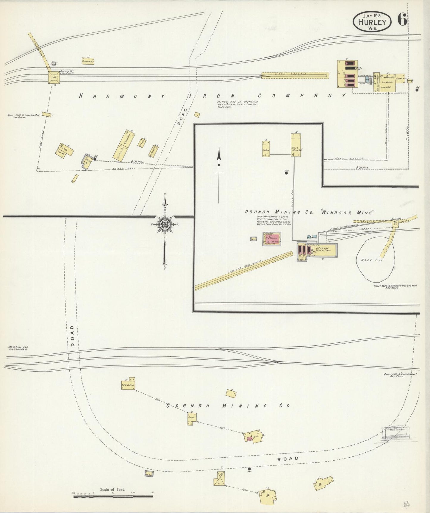Sanborn Fire Insurance Map from Hurley, Iron County, Wisconsin (1913), Sheet #0006 - Complete Map Set gallery image, historic Sanborn map, vintage wall art, Wisconsin Wisconsin