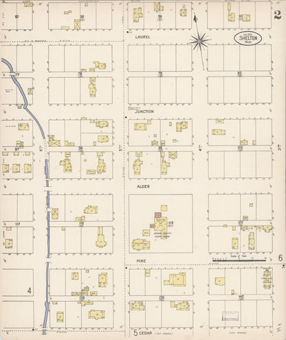 Sanborn Fire Insurance Map from Shelton, Mason County, Washington (1910), Sheet #0002 - Complete Map Set gallery image, historic Sanborn map, vintage wall art, Washington Washington
