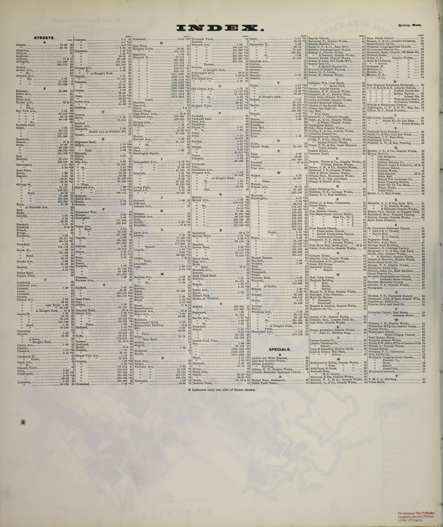 Sanborn Fire Insurance Map from Quincy, Norfolk County, Massachusetts. (1906) – Historic Sanborn Fire Insurance Map Print