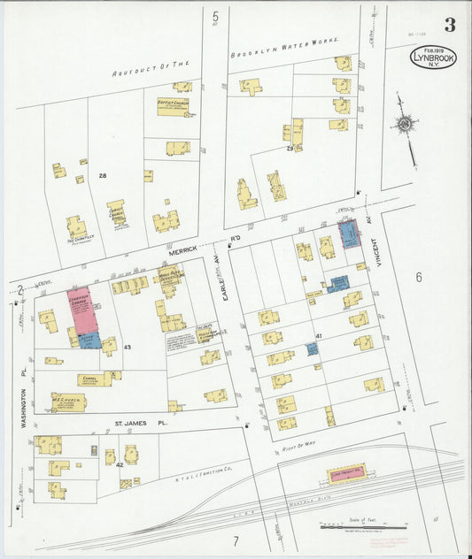 Sanborn Fire Insurance Map from Lynbrook, Nassau County, New York (1919), Sheet #0003 - Historic Sanborn Fire Insurance Map Print, vintage old map wall art, antique decor, genealogy gift, New York New York map