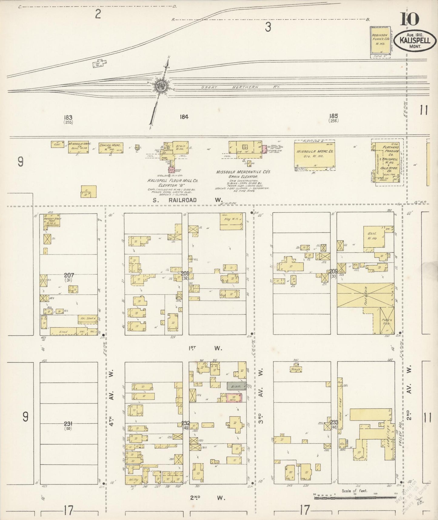Sanborn Fire Insurance Map from Kalispell, Flathead County, Montana (1910), Sheet #0010 - Complete Map Set gallery image, historic Sanborn map, vintage wall art, Montana Montana