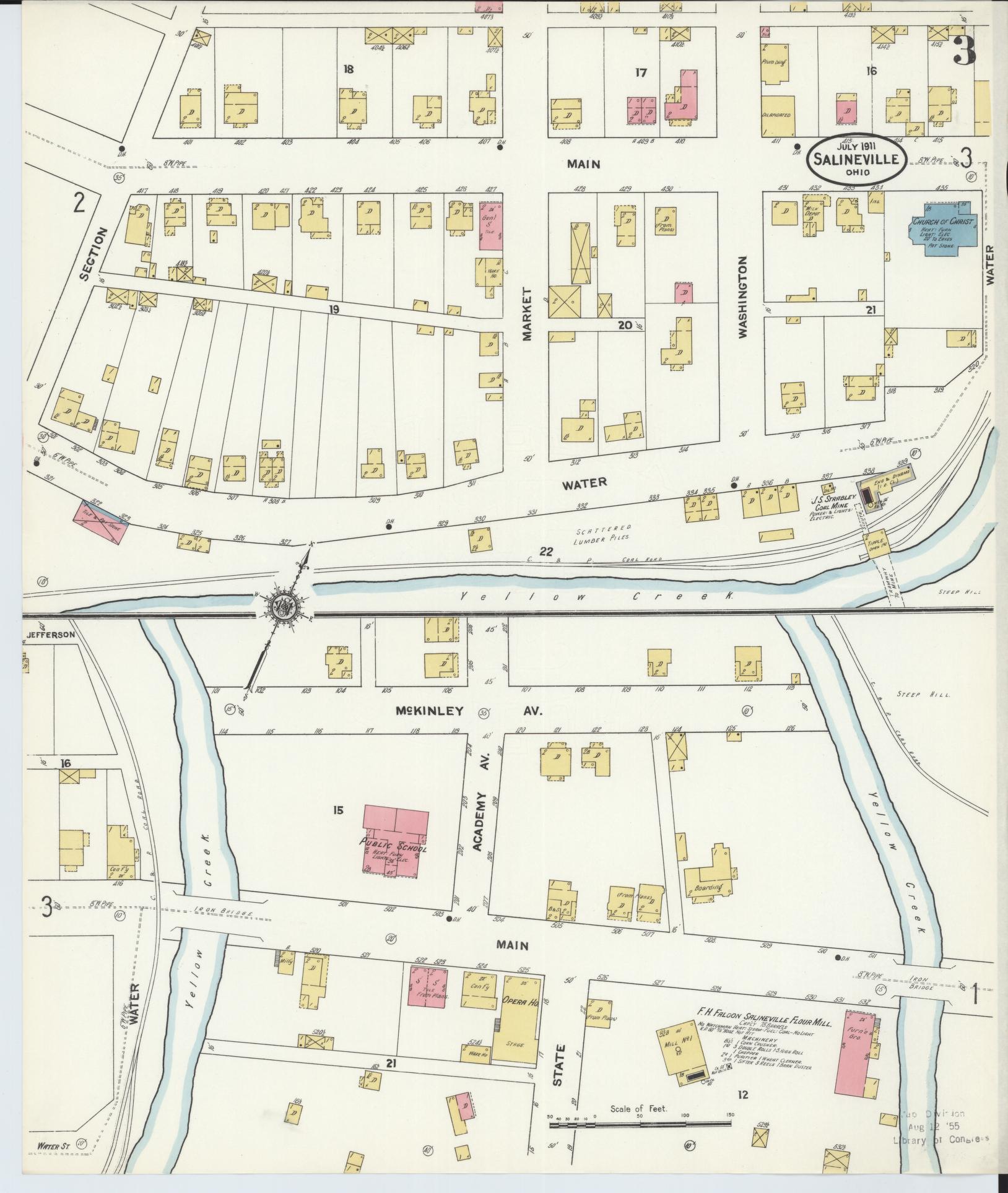 Sanborn Fire Insurance Map from Salineville, Columbiana County, Ohio (1911), Sheet #0003 - Historic Sanborn Fire Insurance Map Print, vintage old map wall art, antique decor, genealogy gift, Ohio Ohio map