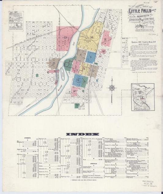 Sanborn Fire Insurance Map from Little Falls, Morrison County, Minnesota. (1915) – Map View