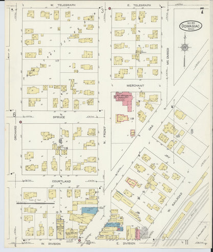 Sanborn Fire Insurance Map from Dowagiac, Cass County, Michigan (1913), Sheet #0007 - Complete Map Set gallery image, historic Sanborn map, vintage wall art, Michigan Michigan