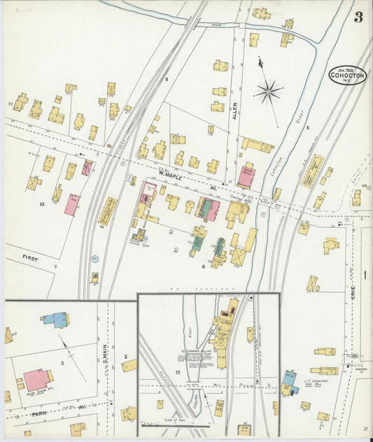 Sanborn Fire Insurance Map from Cohocton, Steuben County, New York (1905), Sheet #0003 - Historic Sanborn Fire Insurance Map Print, vintage old map wall art, antique decor, genealogy gift, New York New York map