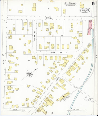 Sanborn Fire Insurance Map from Rutland, Rutland County, Vermont (1900), Sheet #0018 - Complete Map Set gallery image, historic Sanborn map, vintage wall art, Vermont Vermont