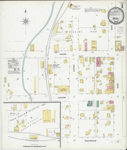 Sanborn Fire Insurance Map from Orion, Henry County, Illinois (1901), Sheet #0001 - Complete Map Set gallery image, historic Sanborn map, vintage wall art, Illinois Illinois