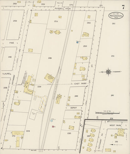 Sanborn Fire Insurance Map from Washougal, Clark County, Washington (1922), Sheet #0007 - Complete Map Set gallery image, historic Sanborn map, vintage wall art, Washington Washington