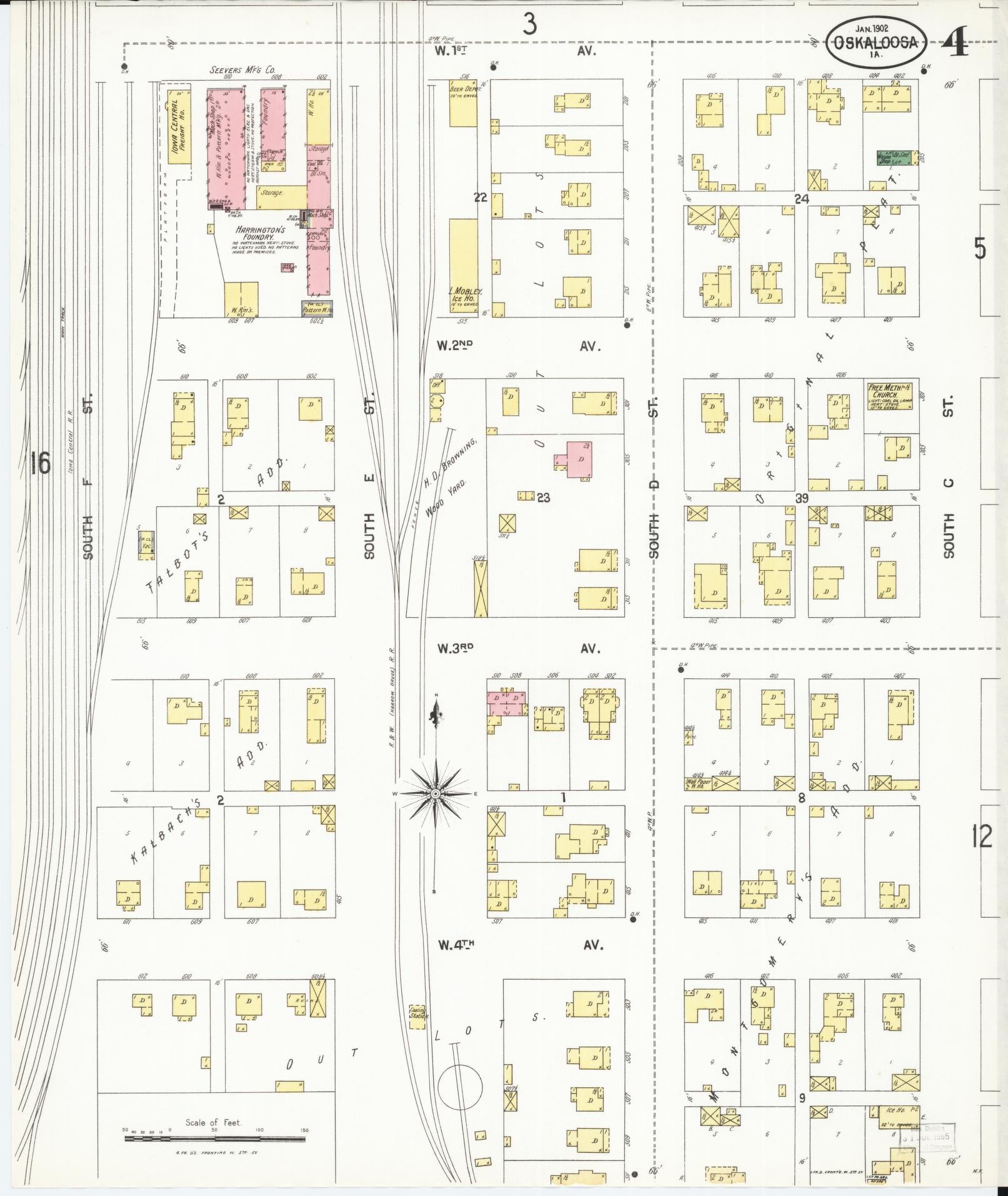 Sanborn Fire Insurance Map from Oskaloosa, Mahaska County, Iowa (1902), Sheet #0004 - Historic Sanborn Fire Insurance Map Print