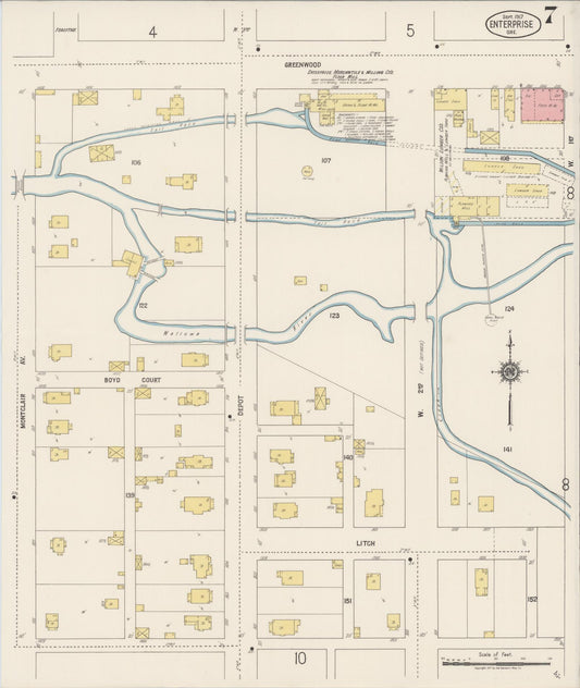 Sanborn Fire Insurance Map from Enterprise, Wallowa County, Oregon (1917), Sheet #0007 - Historic Sanborn Fire Insurance Map Print, vintage old map wall art, antique decor, genealogy gift, Oregon Oregon map