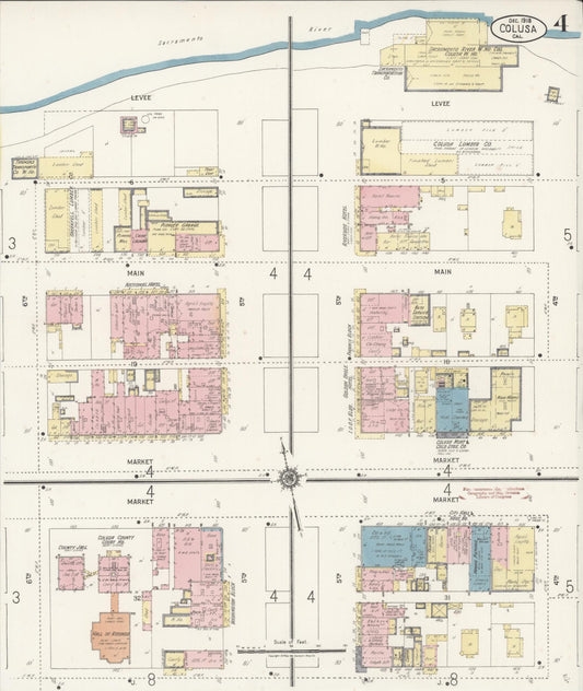 Sanborn Fire Insurance Map from Colusa, Colusa County, California (1918), Sheet #0004 - Historic Sanborn Fire Insurance Map Print, vintage old map wall art, antique decor, genealogy gift, California California map
