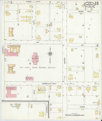 Sanborn Fire Insurance Map from Commerce, Hunt County, Texas (1911), Sheet #0011 - Historic Sanborn Fire Insurance Map Print, vintage old map wall art, antique decor, genealogy gift, Texas Texas map