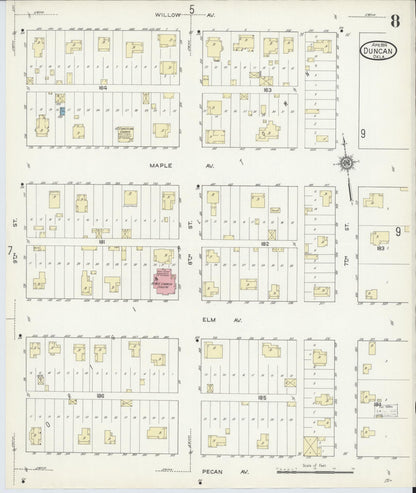Sanborn Fire Insurance Map from Duncan, Stephens County, Oklahoma (1914), Sheet #0008 - Complete Map Set gallery image, historic Sanborn map, vintage wall art, Oklahoma Oklahoma