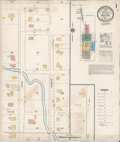 Sanborn Fire Insurance Map from Weston, Umatilla County, Oregon (1932), Sheet #0001 - Complete Map Set gallery image, historic Sanborn map, vintage wall art, Oregon Oregon