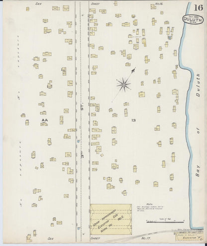 Sanborn Fire Insurance Map from Duluth, Saint Louis County, Minnesota (1885), Sheet #0016 - Historic Sanborn Fire Insurance Map Print, vintage old map wall art, antique decor, genealogy gift, Minnesota Minnesota map