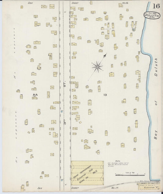 Sanborn Fire Insurance Map from Duluth, Saint Louis County, Minnesota (1885), Sheet #0016 - Historic Sanborn Fire Insurance Map Print, vintage old map wall art, antique decor, genealogy gift, Minnesota Minnesota map