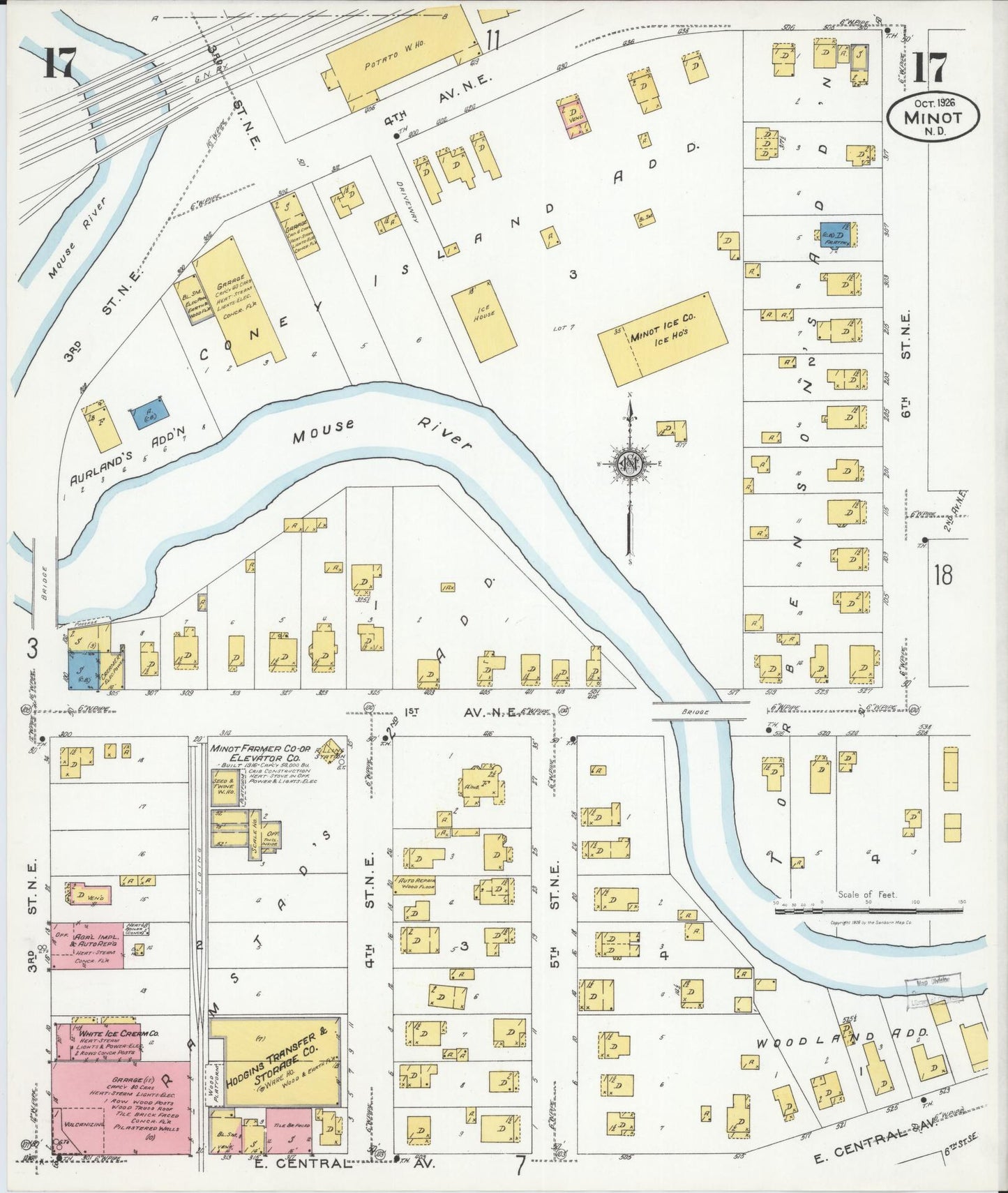 Sanborn Fire Insurance Map from Minot, Ward County, North Dakota (1926), Sheet #0017 - Complete Map Set gallery image, historic Sanborn map, vintage wall art, North Dakota North Dakota