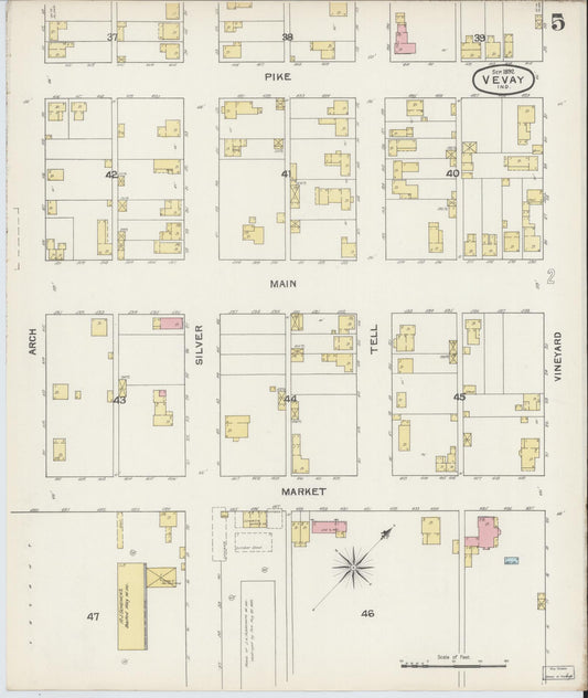 Sanborn Fire Insurance Map from Vevay, Switzerland County, Indiana (1892), Sheet #0005 - Historic Sanborn Fire Insurance Map Print, vintage old map wall art, antique decor, genealogy gift, Indiana Indiana map