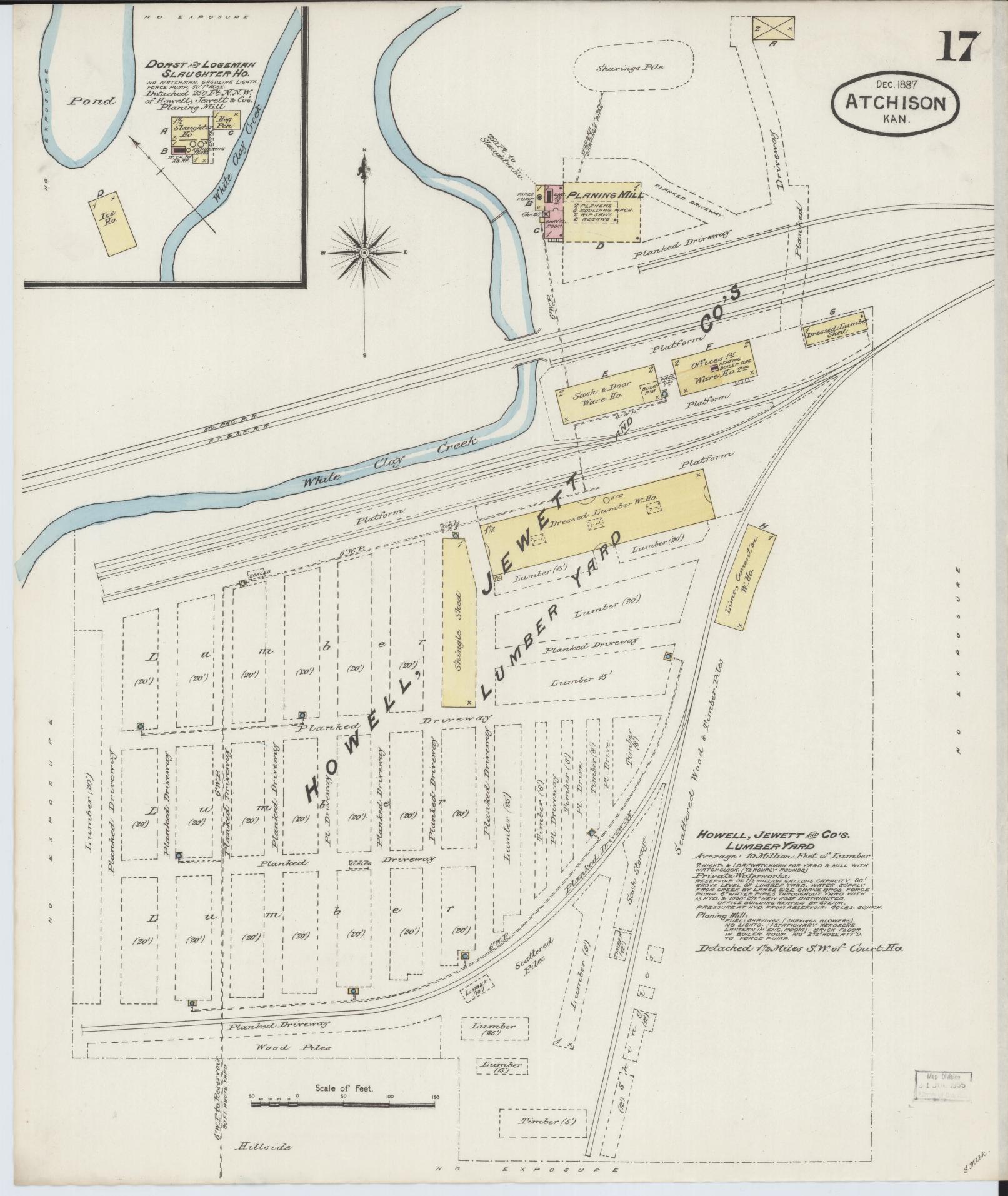 Sanborn Fire Insurance Map from Atchison, Atchison County, Kansas (1887), Sheet #0017 - Historic Sanborn Fire Insurance Map Print, vintage old map wall art, antique decor, genealogy gift, Kansas Kansas map