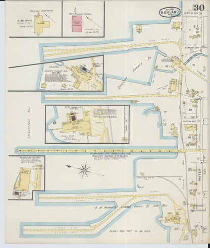 Sanborn Fire Insurance Map from Ashland, Ashland County, Wisconsin (1895), Sheet #0030 - Complete Map Set gallery image, historic Sanborn map, vintage wall art, Wisconsin Wisconsin
