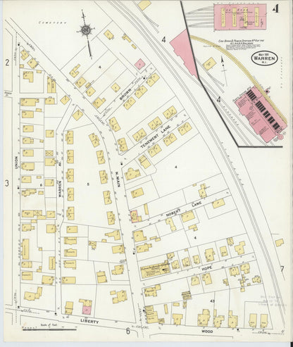 Sanborn Fire Insurance Map from Warren, Bristol County, Rhode Island (1911), Sheet #0004 - Complete Map Set gallery image, historic Sanborn map, vintage wall art, Rhode Island Rhode Island