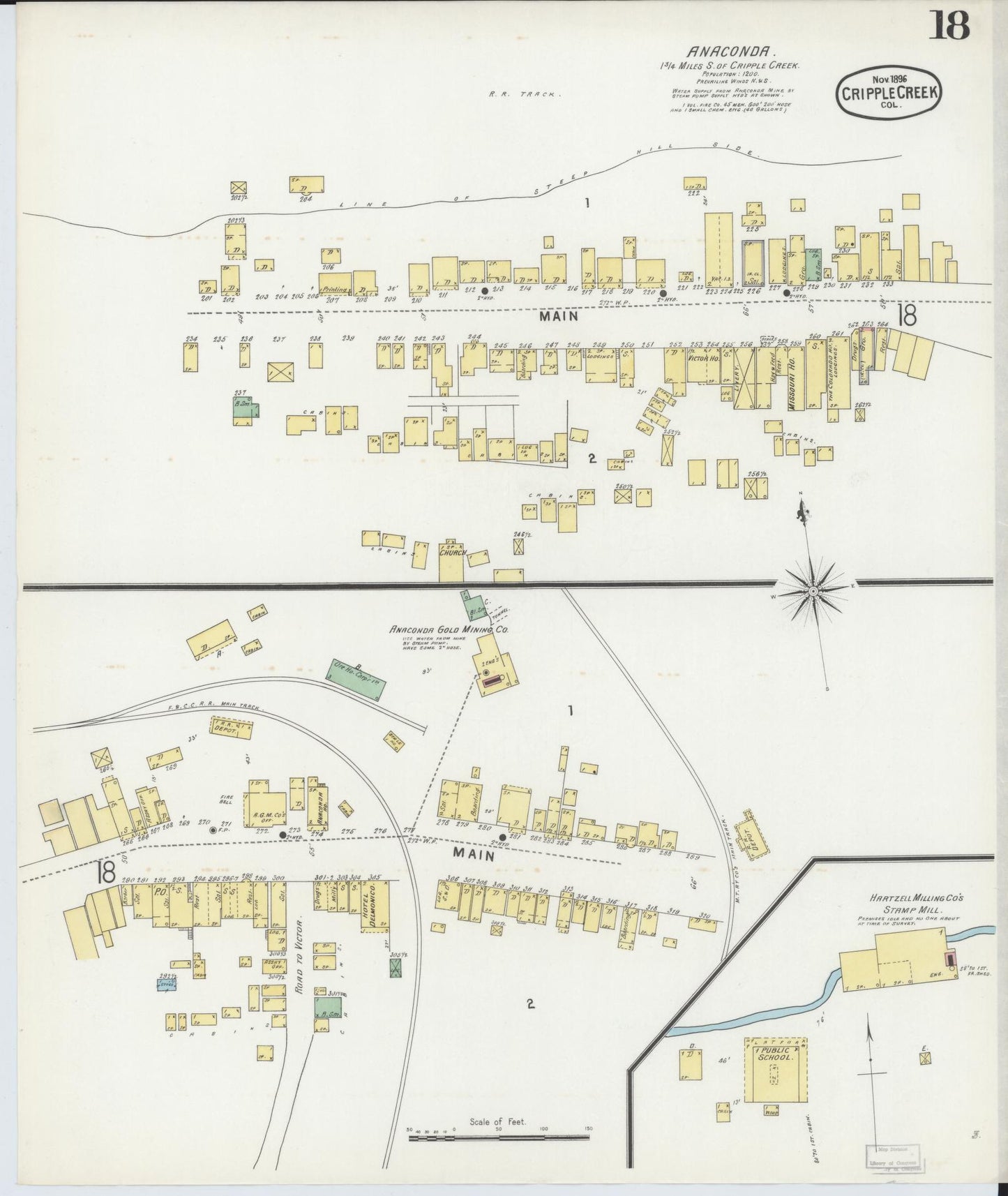 Sanborn Fire Insurance Map from Cripple Creek, Teller County, Colorado (1896), Sheet #0018 - Complete Map Set gallery image, historic Sanborn map, vintage wall art, Colorado Colorado