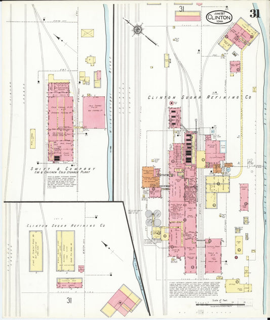 Sanborn Fire Insurance Map from Clinton, Clinton County, Iowa (1917), Sheet #0031 - Historic Sanborn Fire Insurance Map Print, vintage old map wall art