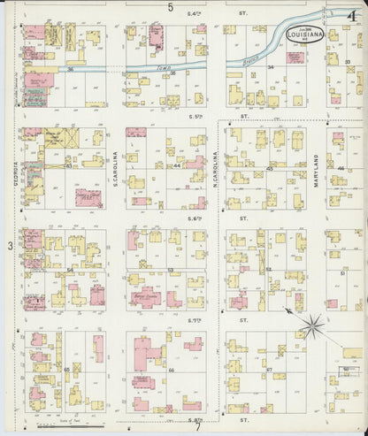 Sanborn Fire Insurance Map from Louisiana, Pike County, Missouri (1896), Sheet #0004 - Complete Map Set gallery image, historic Sanborn map, vintage wall art, Missouri Missouri