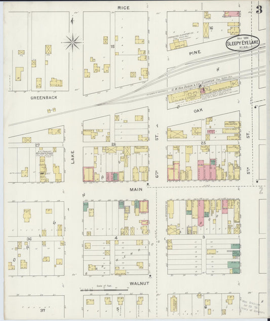 Sanborn Fire Insurance Map from Sleepy Eye, Brown County, Minnesota (1894), Sheet #0003 - Historic Sanborn Fire Insurance Map Print, vintage old map wall art, antique decor, genealogy gift, Minnesota Minnesota map