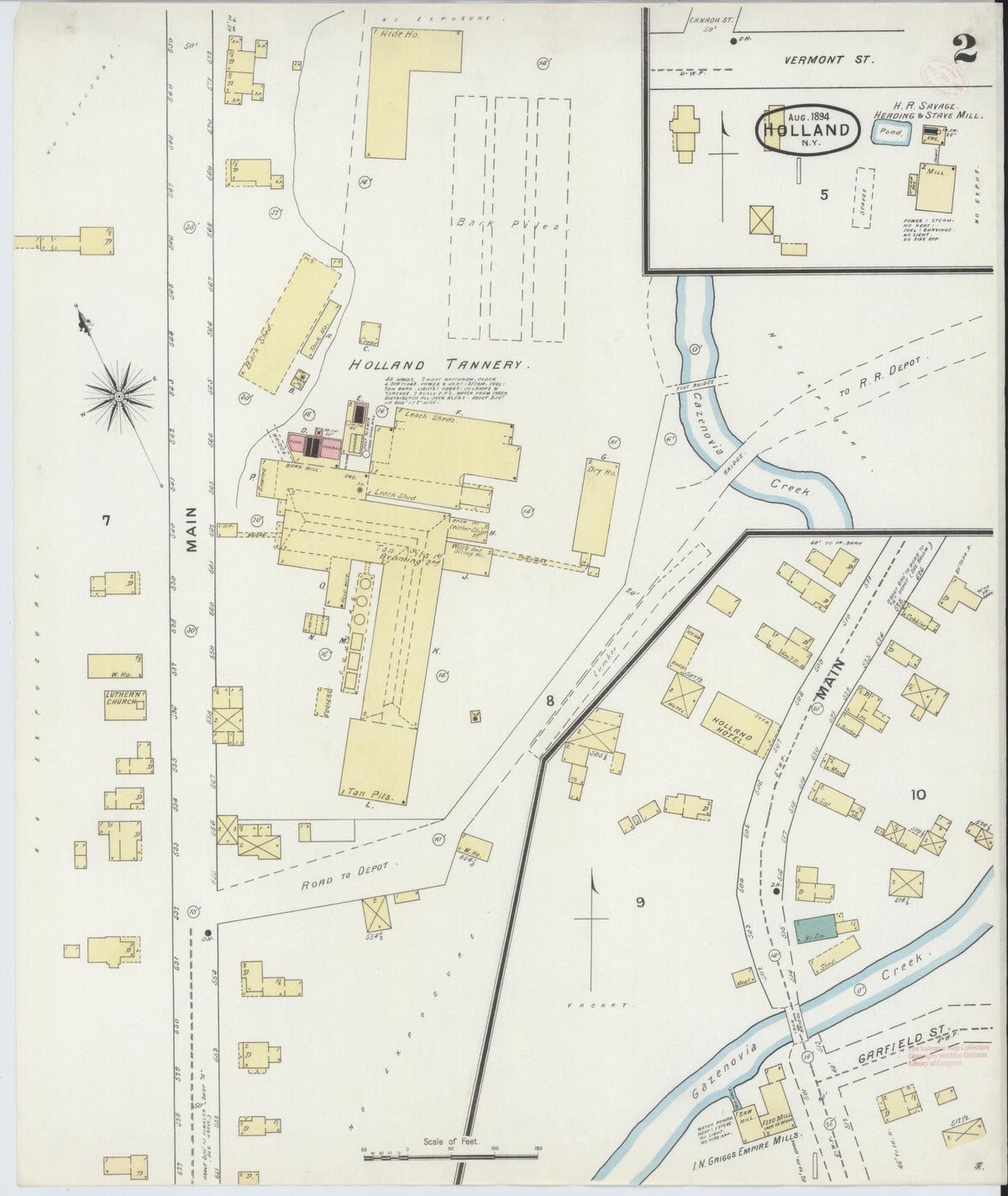Sanborn Fire Insurance Map from Holland, Erie County, New York (1894), Sheet #0002 - Historic Sanborn Fire Insurance Map Print, vintage old map wall art, antique decor, genealogy gift, New York New York map