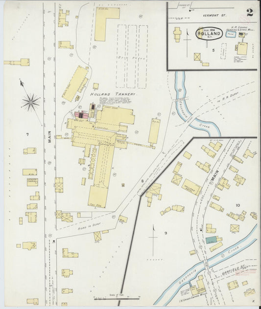 Sanborn Fire Insurance Map from Holland, Erie County, New York (1894), Sheet #0002 - Historic Sanborn Fire Insurance Map Print, vintage old map wall art, antique decor, genealogy gift, New York New York map