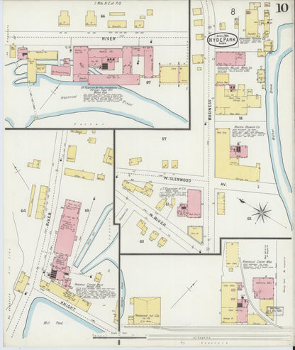 Sanborn Fire Insurance Map from Hyde Park, Norfolk County, Massachusetts (1896), Sheet #0010 - Historic Sanborn Fire Insurance Map Print, vintage old map wall art, antique decor, genealogy gift, Massachusetts Massachusetts map
