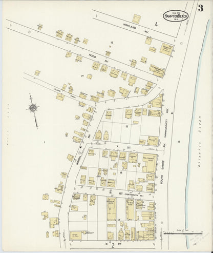 Sanborn Fire Insurance Map from Hampton Beach, Rockingham County, New Hampshire (1912), Sheet #0003 - Complete Map Set gallery image, historic Sanborn map, vintage wall art, New Hampshire New Hampshire