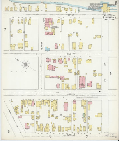 Sanborn Fire Insurance Map from Franklin, Venango County, Pennsylvania (1896), Sheet #0008 - Complete Map Set gallery image, historic Sanborn map, vintage wall art, Pennsylvania Pennsylvania