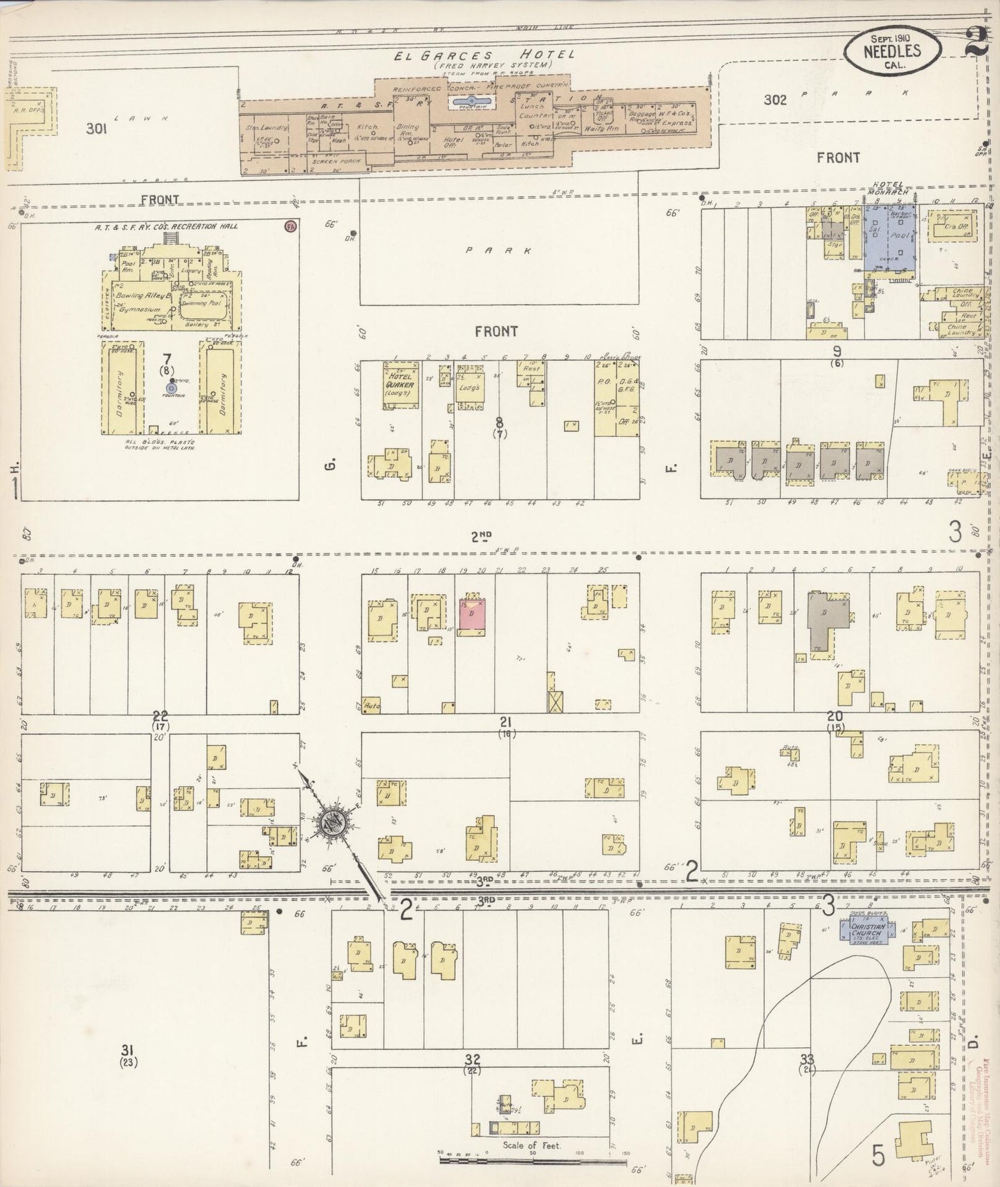 Sanborn Fire Insurance Map from Needles, San Bernardino County, California (1910), Sheet #0002 - Complete Map Set gallery image, historic Sanborn map, vintage wall art, California California