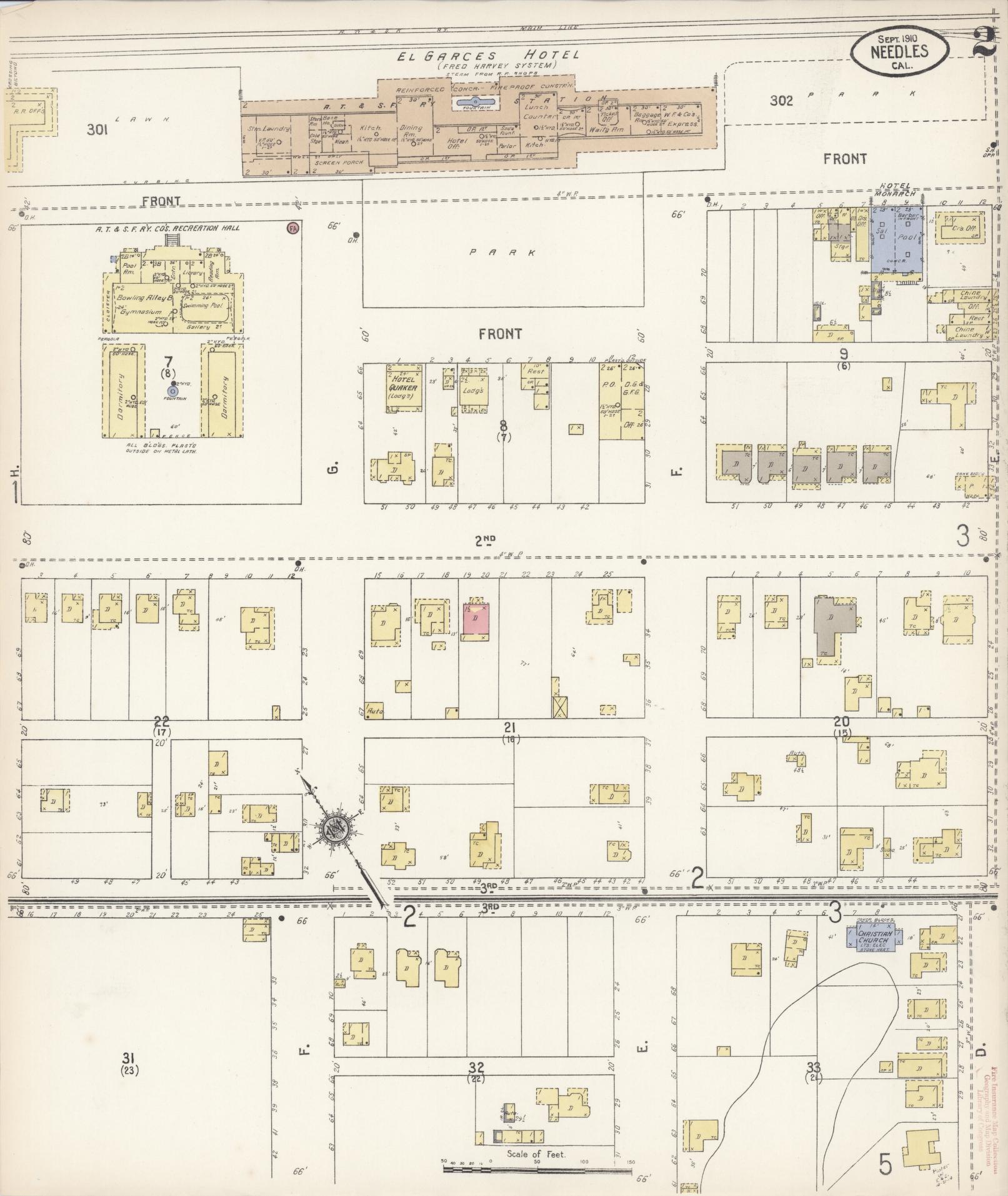 Sanborn Fire Insurance Map from Needles, San Bernardino County, California (1910), Sheet #0002 - Complete Map Set gallery image, historic Sanborn map, vintage wall art, California California