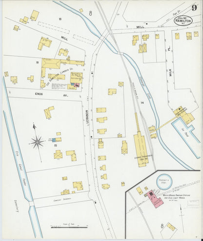 Sanborn Fire Insurance Map from Hamilton, Madison County, New York (1901), Sheet #0009 - Complete Map Set gallery image, historic Sanborn map, vintage wall art, New York New York