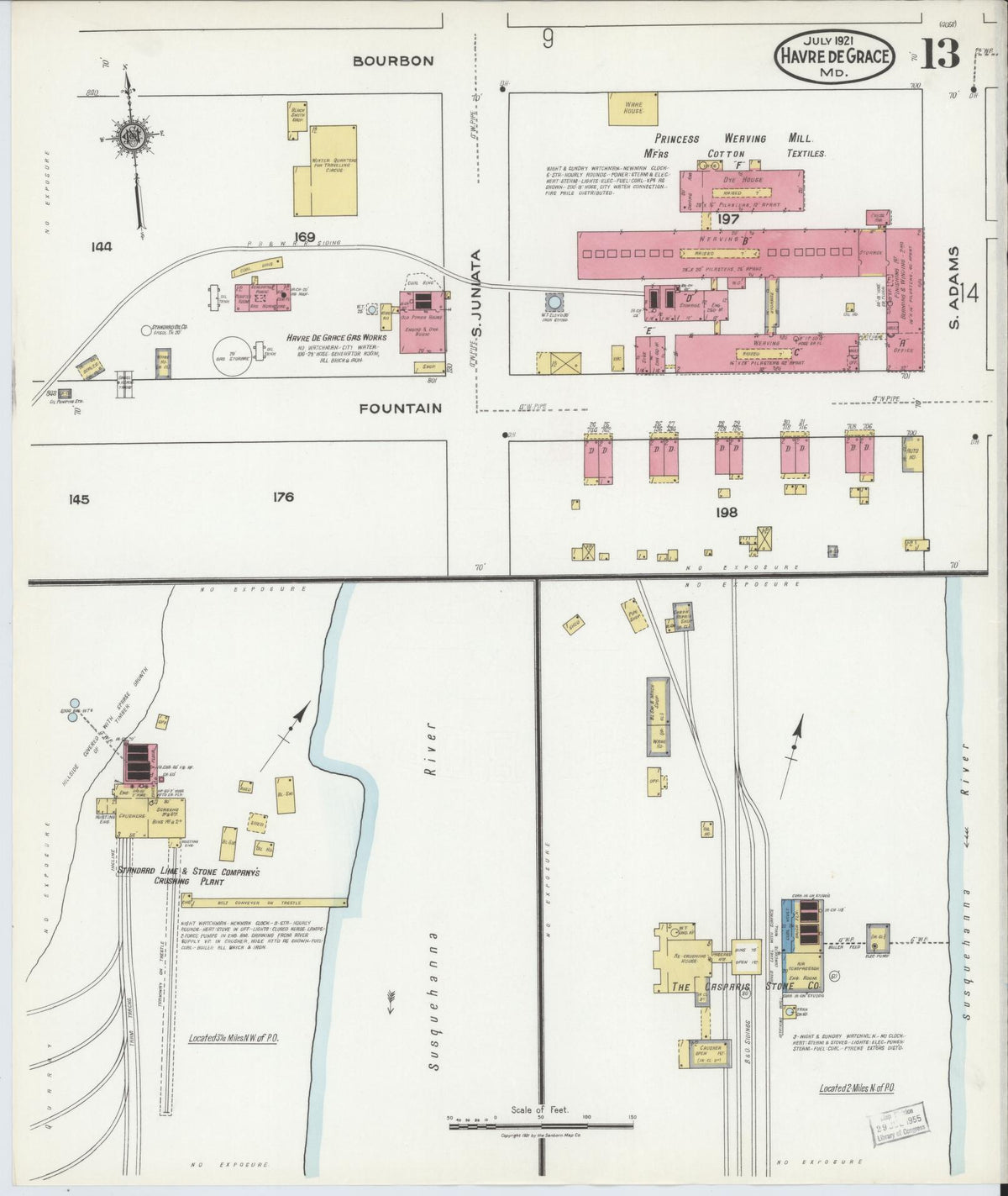 Sanborn Fire Insurance Map from Havre De Grace, Harford County, Maryland (1921), Sheet #0013 - Historic Sanborn Fire Insurance Map Print, vintage old map wall art, antique decor, genealogy gift, Maryland Maryland map