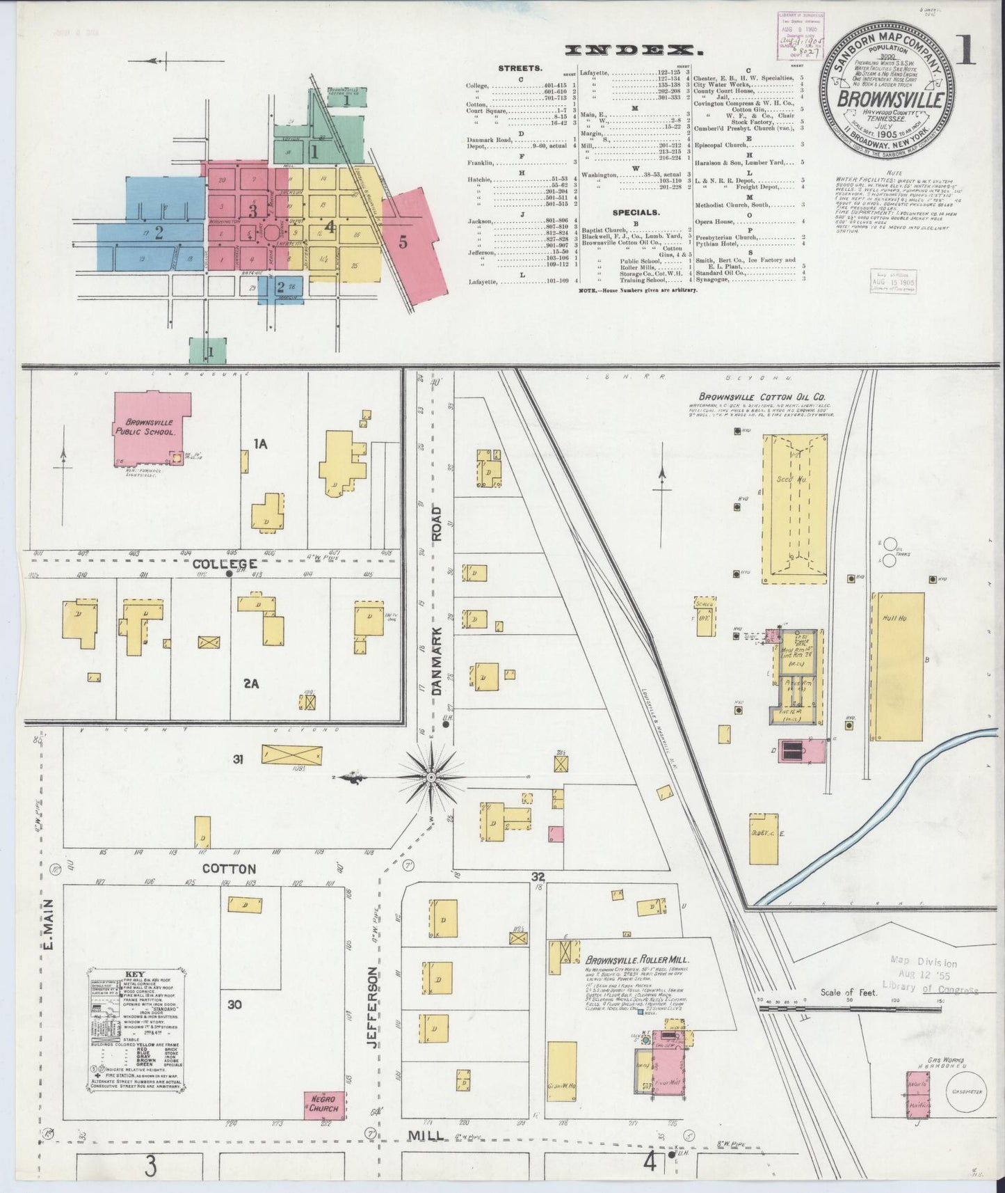 Sanborn Fire Insurance Map from Brownsville, Haywood County, Tennessee. (1905) – Historic Sanborn Fire Insurance Map Print