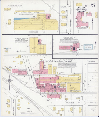 Sanborn Fire Insurance Map from Freeport, Stephenson County, Illinois (1918), Sheet #0027 - Complete Map Set gallery image, historic Sanborn map, vintage wall art, Illinois Illinois