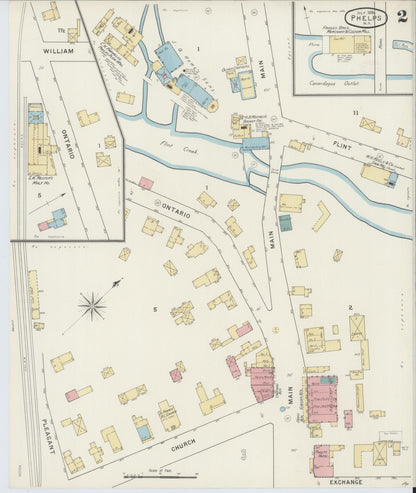 Sanborn Fire Insurance Map from Phelps, Ontario County, New York (1894), Sheet #0002 - Complete Map Set gallery image, historic Sanborn map, vintage wall art, New York New York