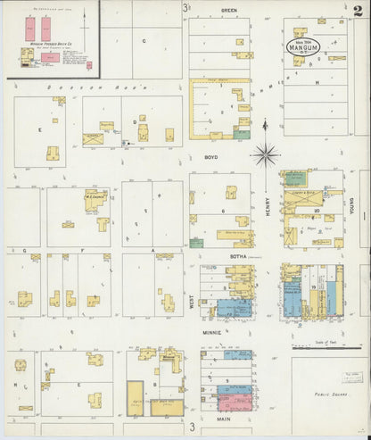 Sanborn Fire Insurance Map from Mangum, Greer County, Oklahoma (1904), Sheet #0002 - Complete Map Set gallery image, historic Sanborn map, vintage wall art, Oklahoma Oklahoma