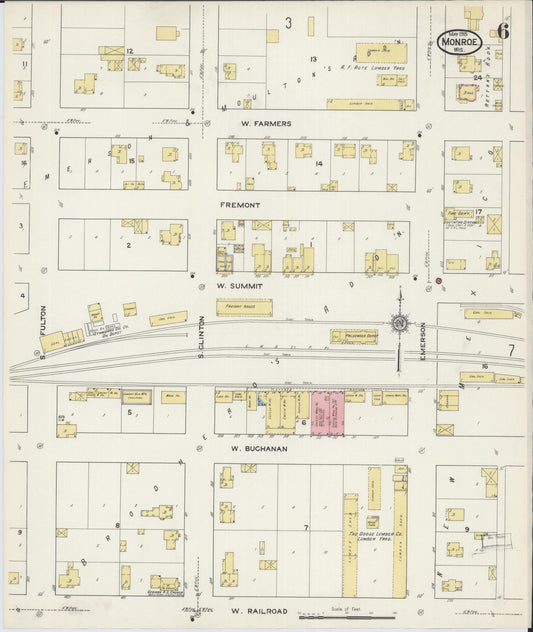 Sanborn Fire Insurance Map from Monroe, Green County, Wisconsin (1915), Sheet #0006 - Historic Sanborn Fire Insurance Map Print, vintage old map wall art, antique decor, genealogy gift, Wisconsin Wisconsin map